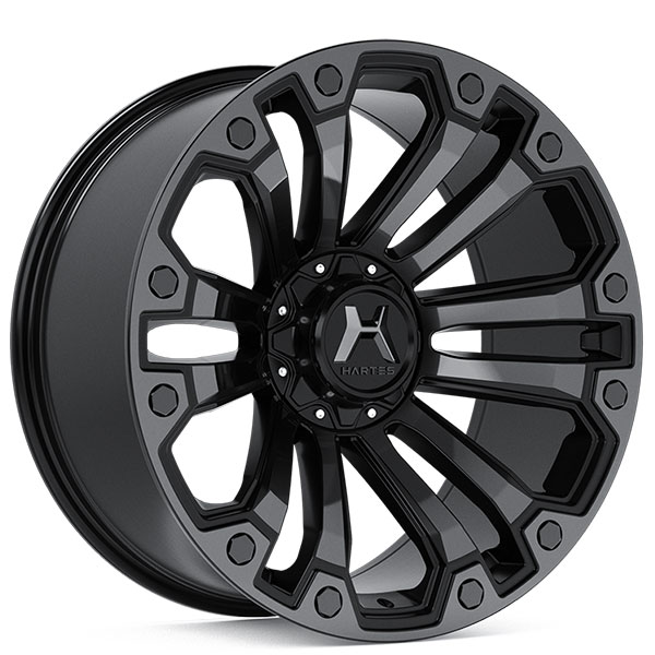 20" Hartes Metal Wheels YSM-738 Rhino Black with Machined Dark Tint Face Off-Road Rims