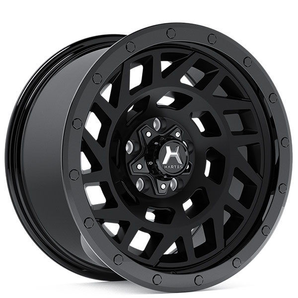 18" Hartes Metal Wheels YSM-766 Monster Black with Gloss Black Blots Off-Road Rims