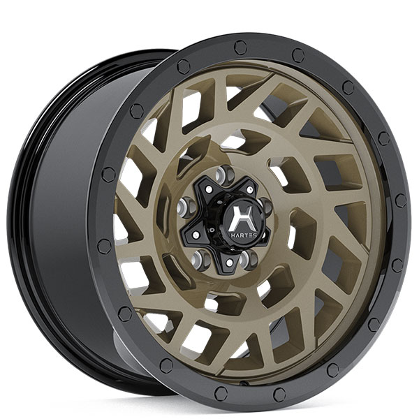 18" Hartes Metal Wheels YSM-766 Monster Bronze with Black Beadlock and Gloss Black Blots Off-Road Rims