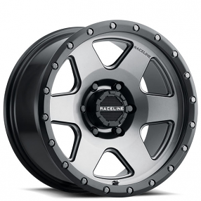 18" Raceline Wheels 946G Boost Gunmetal with Black Lip Off-Road Rims 