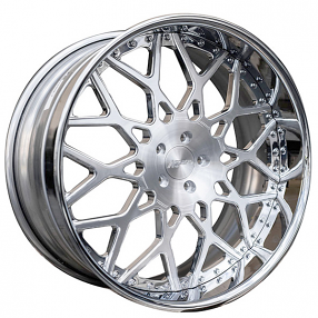 20" Staggered AC Forged Wheels AC980 Brushed Face with Chrome Lip Three Piece Rims 