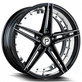 19x8.5" Pinnacle Wheels P206 Savage Gloss Black Inner Machined Rims