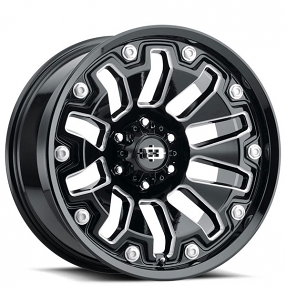 18" Vision Wheels 362 Armor Gloss Black Milled Spokes Off-Road Rims 