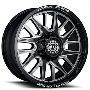 20" Scorpion Wheels Hammer Black Milled Off-Road Rims 