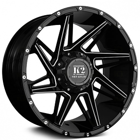 20" K2 Off-Road Wheels K09 Torque Gloss Black Milled Off-Road Rims 