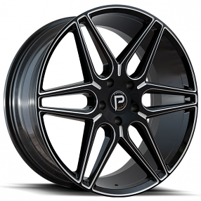 22" Pinnacle Wheels P302 Lavish Gloss Black Milled Rims