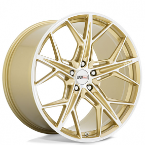 21" Staggered Cray Wheels Hammerhead Gloss Gold with Mirror Cut Face Rotary Forged Rims