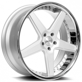 22" Azad Wheels AZ008 Silver Brushed with Chrome Lip Rims 