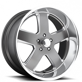 20" U.S. Mags Wheels Hustler U118 Textured Gunmetal with Diamond Cut Lip Rims 