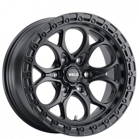 18" Weld Off-Road Wheels Ledge 6 W108 Satin Black with Satin Black Ring Rotary Forged Rims