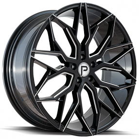 22" Pinnacle Wheels P306 Mystic Gloss Black Milled Rims