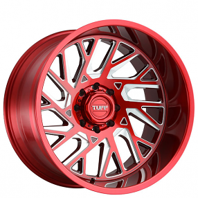 22" Tuff Wheels T4B Machined Candy Red with Milled Spoke Off-Road Rims 