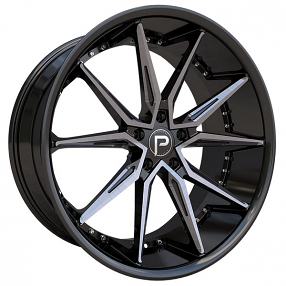 20" Pinnacle Wheels P218 Enzo Gloss Black Machined with Black Tint Rims
