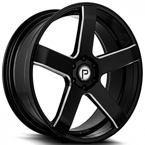22" Pinnacle Wheels P102 Magnum Gloss Black Milled Rims