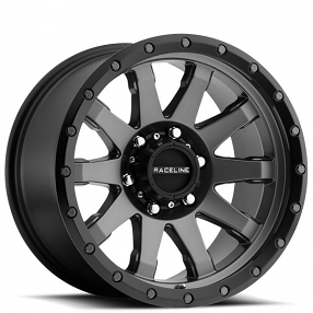 17" Raceline Wheels 934G Clutch Gunmetal with Black Simulated Beadlock Off-Road Rims 
