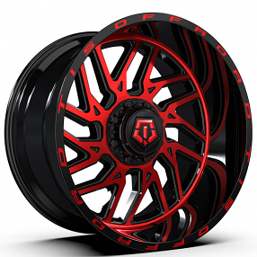 22" TIS Wheels 544MBR Gloss Black with Red Tinted Machined Face Off-Road Rims