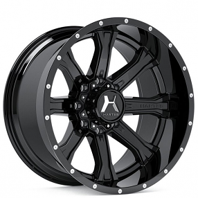 22" Hartes Metal Wheels YSM-711 Strike Black with Milled Dimples Off-Road Rims