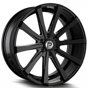 22" Pinnacle Wheels P100 Royalty Gloss Black Milled Rims 