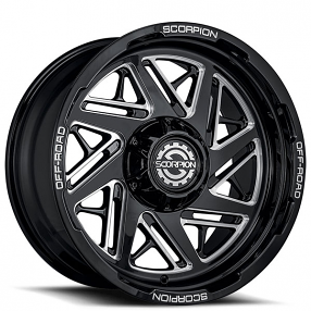 22" Scorpion Wheels Demolition Black Milled Off-Road Rims 