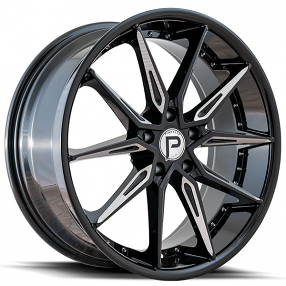 20" Pinnacle Wheels P218 Enzo Gloss Black Milled Rims