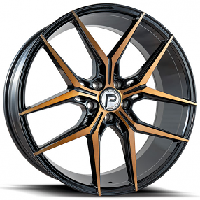 22" Pinnacle Wheels P204 Splendent Gloss Black with Bronze Face Rims
