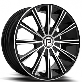 20" Pinnacle Wheels P308 Slick Gloss Black Machined Rims