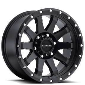 17" Raceline Wheels 934B Clutch Satin Black with Black Simulated Beadlock Off-Road Rims 