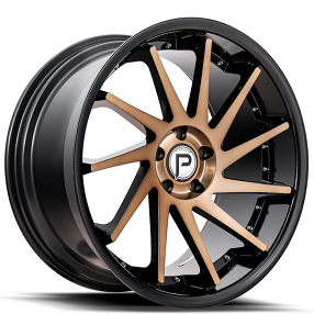20" Staggered Pinnacle Wheels P216 Epic Satin Bronze with Gloss Black Lip Rims