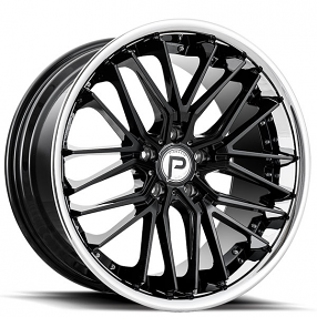 22" Pinnacle Wheels P214 Legacy Gloss Black with SS Lip Rims