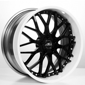 24" AC Forged Wheels AC313 Black Face with White Lip Three Piece Rims 