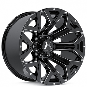 22" Hartes Metal Wheels YSM-782 Hawkish Black with Milled Edge and Dimples Off-Road Rims