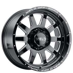 20" Weld Off-Road Wheels Stealth W102 Gloss Black Milled Rotary Forged Rims