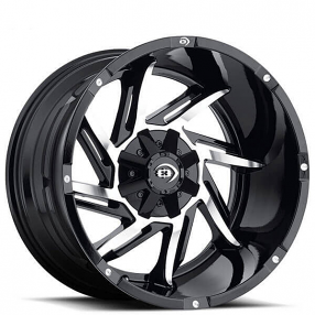 17" Vision Wheels 422 Prowler Gloss Black Machined Off-Road Rims 