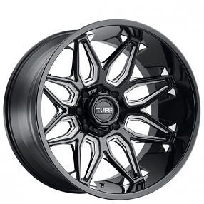 20" Tuff Wheels T3B Gloss Black with Milled Spoke Off-Road Rims 