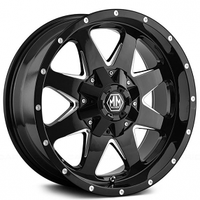 18" Mayhem Wheels 8040 Tank Black with Milled Spokes Off-Road Rims 