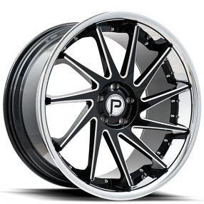 20" Pinnacle Wheels P216 Epic Gloss Black Milled with SS Lip Rims