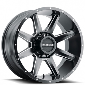 22" Raceline Wheels 954M Stryker Satin Black Milled Off-Road Rims