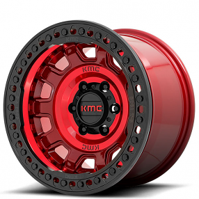 17" KMC Wheels KM236 Tank Beadlock Candy Red Off-Road Rims