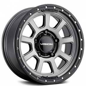 17" Vision Wheels 350 Ojos Satin Gray with Satin Black Lip Off-Road Rims
