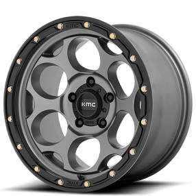 17" KMC Wheels KM541 Dirty Harry Satin Grey with Black Lip Off-Road Rims