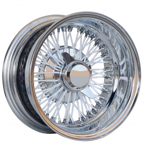 14x6" LA Wire Wheels Reverse 72-Spoke Cross Lace Custom White Face w/Chrome Lip Rims