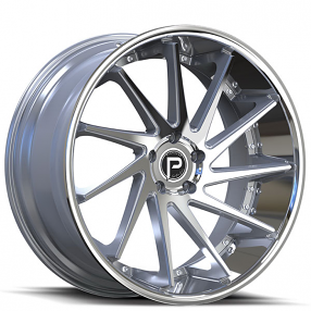 20" Pinnacle Wheels P216 Epic Silver Machined Milled with SS Lip Rims 
