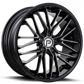 22" Pinnacle Wheels P214 Legacy Gunmetal with Gloss Black Lip Rims