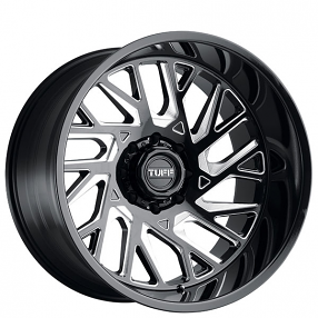 20" Tuff Wheels T4B Gloss Black with Milled Spoke Off-Road Rims 