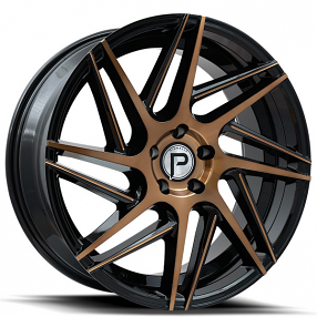 20" Pinnacle Wheels P104 Swerve Gloss Black with Bronze Face Rims