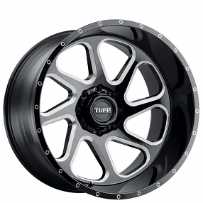 26" Tuff Wheels T2B Gloss Black with Milled Spoke Off-Road Rims 