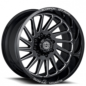 20" Scorpion Wheels Saw Black Milled Off-Road Rims 