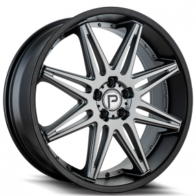 22" Pinnacle Wheels P200 Vibe Gunmetal with Gloss Black Lip Rims 