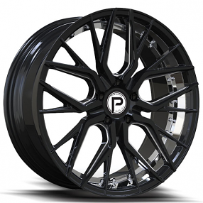 20" Pinnacle Wheels P312 Zenith Gloss Black Milled with Inner Machined Rims