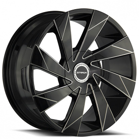 20" Strada Wheels Moto Gloss Black Milled with Edge Spoke Rims 